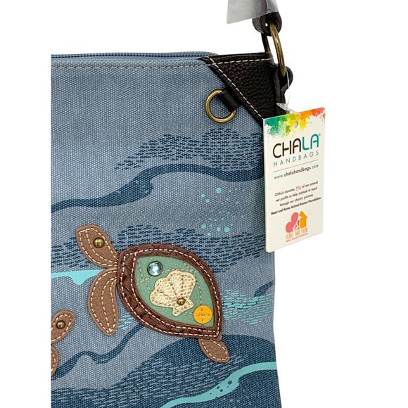 Chala Turtles Canvas Crossbody Tote Bag Purse NWT - Picture 3 of 8